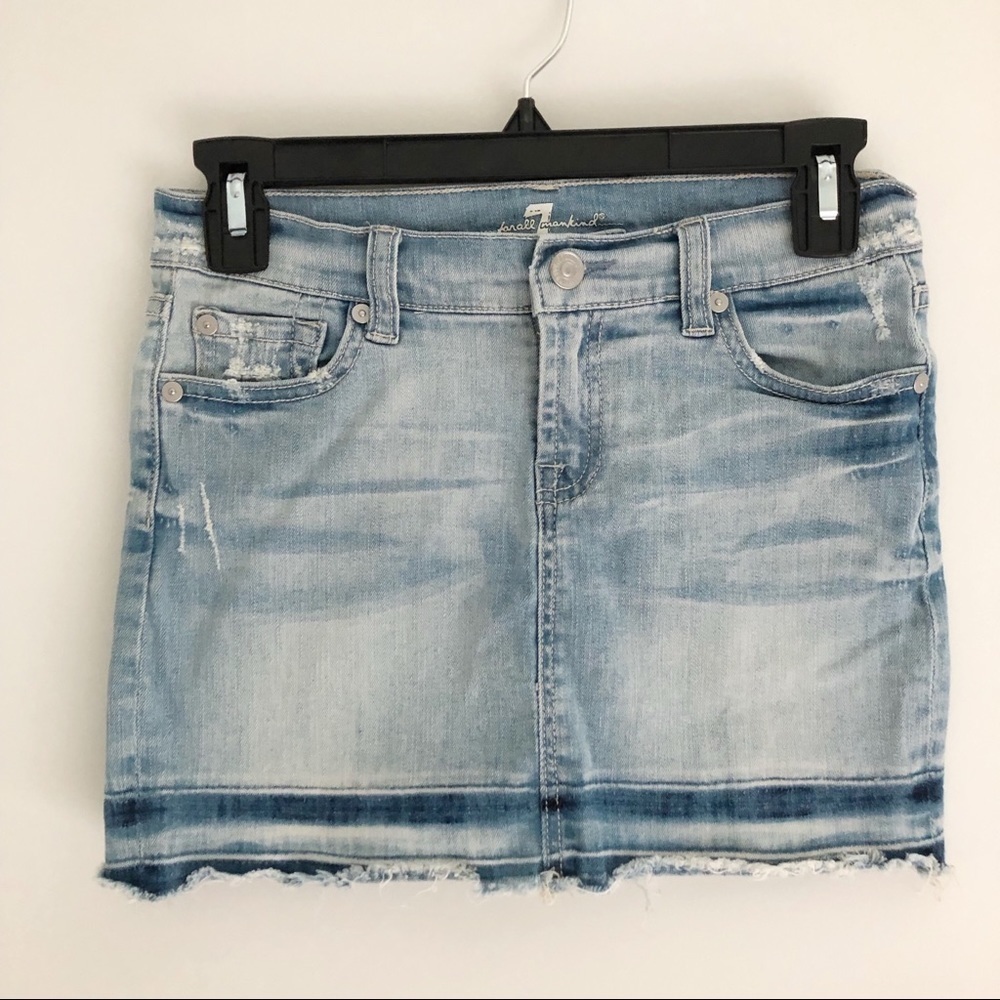 7 For All Mankind Distressed Jean Skirt/Denim Distressed Mini Skirt Girl Size 12